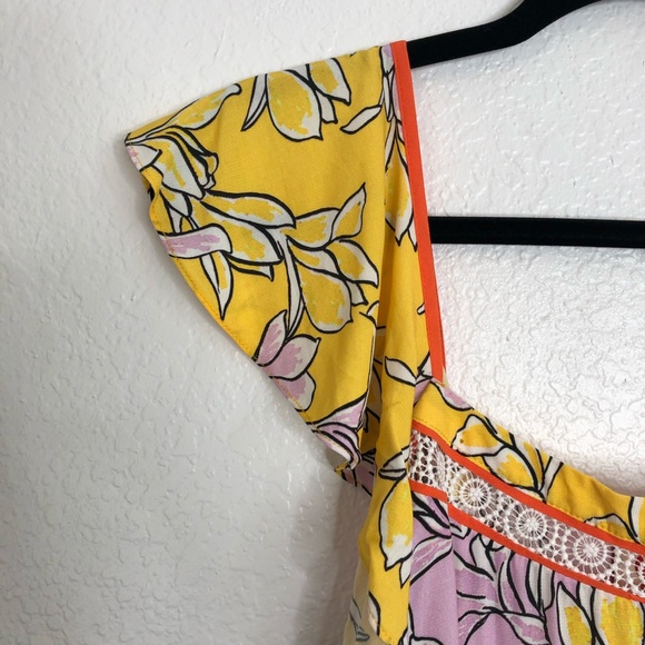 Anthropologie Farm Floral Orange, Yellow and Pink Blouse - Picture 2 of 9